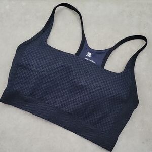 All in Motion Black and Navy Houndsyooth Sports Bra with Racerback Size XL